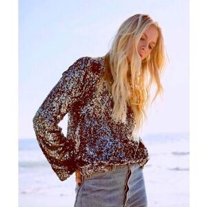 NWT Equipment Femme Abeline Chrome Sequined Blouse (XS)